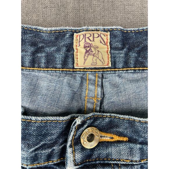 PRPS Denim Men 40 Blue Distressed Straight Leg Faded Selvedge Style - Picture 9 of 15